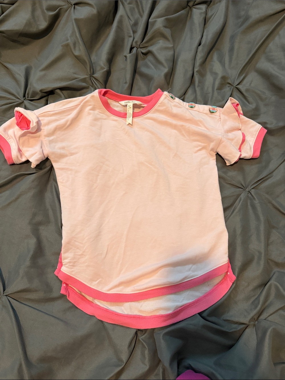 Matilda Jane Light Pink Tee with Hot Pink Trim